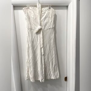 American Eagle Outfitters, strapless dress, white, zip up & belt, sz 14
